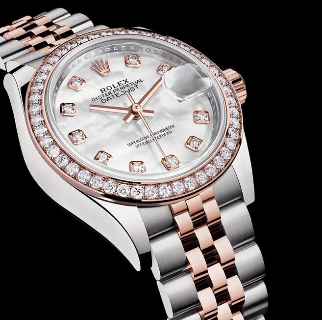Swiss made replica watches are showy with the diamond decoration.